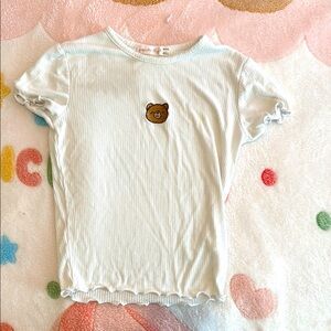 Kids White Bear Embroidered Shirt